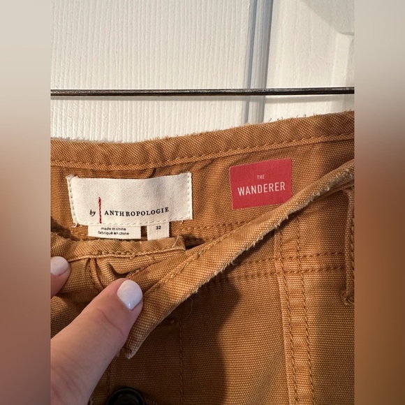 ANTHROPOLOGIE Sz 32 Wanderer Mustard Utility Cargo Button  Fly Straight Leg Pant - Picture 7 of 10
